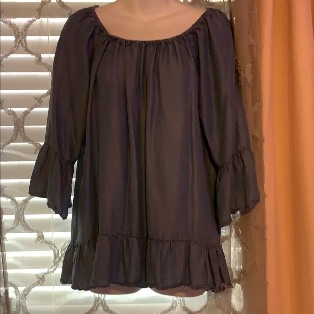 fever blue false denim off the shoulder shirt